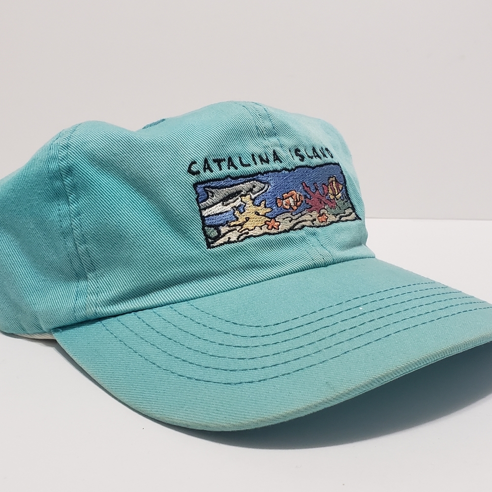 Vintage Catalina Island Aqua-teal Strap-back Hat